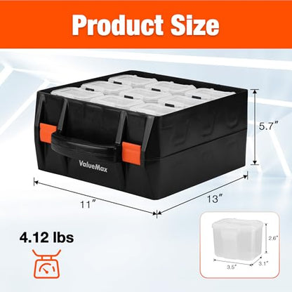 ValueMax Small Parts Organizer Box, Double-Sided Tool Box with 18 Removable Bins, Portable Screw & Parts Storage Case for Nuts, Bolts, and Hardware
