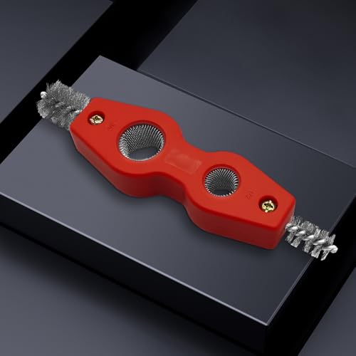 4 in 1 Car Battery Cleaning Brush, Battery Terminal Cleaner, Anti-Rust Auto Battery Cleaner Brush Tool with Steel Wire, Vehicle Battery Terminals Machine Parts Cleaning Tool for Cars (Red) - color: Red