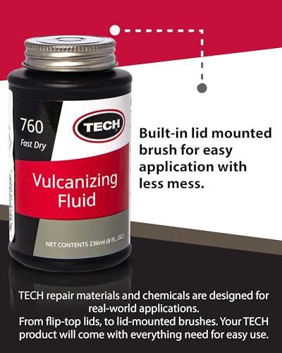 TECH Chemical Vulcanizing Fluid 8 oz Tire Rubber Cement for Plugs & Patches | Fast-Drying Formula Chemical Bonds Tire Patches and Plugs to Tire for Lasting Repairs