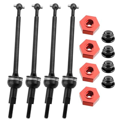 Front & Rear CVD Drive Shaft Axle Set and Wheel Nut Wheel Hub Compatible with 1/12 Scale AM-X12 AM-D12 Trucks RC Cars Truck