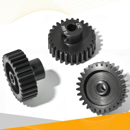 3PCS 0.6M Hardened Steel Pinion Gear Set with 3.175mm Shaft, 0.6 Metric Pitch 26T 27T 28T Pinion Gears for 540 550 Brushed Brushless Motor, Compatible with 1/10 Tamiya Redcat HSP HPI RC Car - size: 26 27 28T