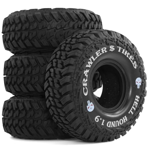 1.9 Inch RC Crawler Tires OD 118mm 1/10 Soft Rubber Wheels Tyres For 1:10 Scale Crawler Car Traxxas TRX4 RC4WD D90 Axial SCX10 II Tamiya CC01 Gen8 Redcat 1.9" Beadlock Wheels 4Pcs