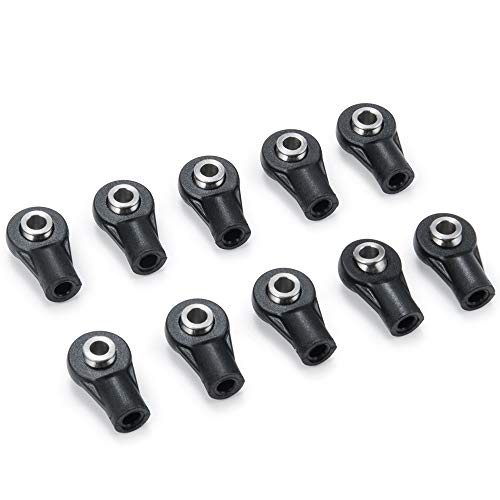 10Pcs M3 Plastic Bent Rod Ends,Black M3 Crawler Width Balls Ends for Axial D90 SCX10 RC Car (Black C) - color: Black C