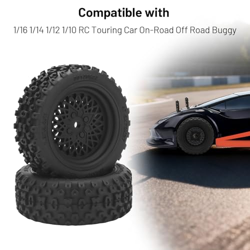 RC On Road Wheels and Tires, daitoku 12mm Hex RC Rally Racing Car Tires for 1/16 1/14 1/12 1/10 RC Touring Car On-Road Off Road Buggy - Style B - style: Style B