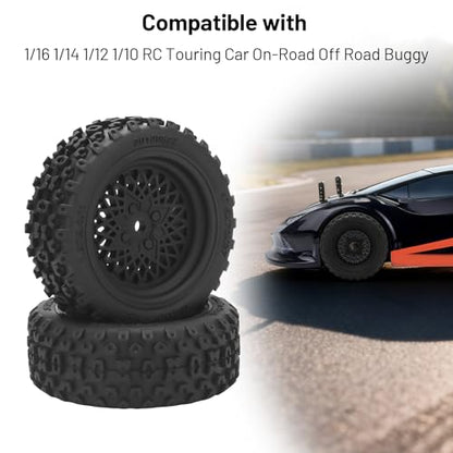 RC On Road Wheels and Tires, daitoku 12mm Hex RC Rally Racing Car Tires for 1/16 1/14 1/12 1/10 RC Touring Car On-Road Off Road Buggy - Style B - style: Style B