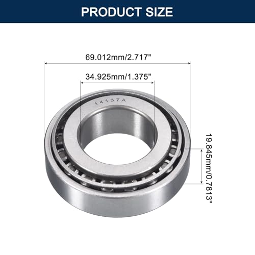 2 Pack 14137/274 Tapered Roller Bearing Cone and Cup Set | 1.375" Bore 2.717" OD 0.7813" Cup Width, Chrome Steel Taper Bearings Set, ABEC-3 - size: 14137/14274