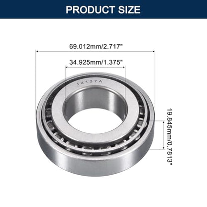 2 Pack 14137/274 Tapered Roller Bearing Cone and Cup Set | 1.375" Bore 2.717" OD 0.7813" Cup Width, Chrome Steel Taper Bearings Set, ABEC-3 - size: 14137/14274