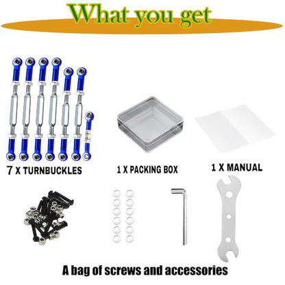 Adjustable 74-112 mm Stainless Steel Turnbuckles/Camber Links with Spacers Suitable for 1/10 Traxxas Slash 4X4/2WD, Rustler4X4/2WD, Stampede 4X4/2WD,Hoss 4X4,Upgrade RC Car Hops Up Parts,Navy Blue - color: Stainless Steel & Navy Blue