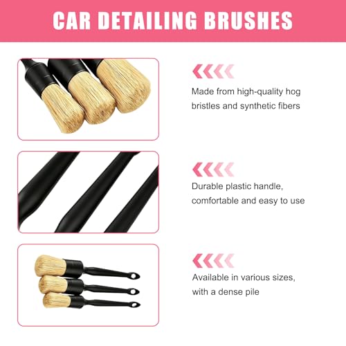 6 PCS Car Detailing Brush Set, Ultra Soft Bristles Auto Cleaning Brush Kit, Scratch-Free Exterior Interior Detailing Brushes for Wheels Air Vents Leather Seats, Car Accessories