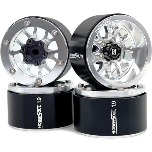 4pcs 1.9 Beadlock Wheels -10.5mm Negative Offset Rims 33mm Wide for TRX4 SCX10 Gen8 1/10 RC Mud Crawler Truck Upgrades - color: Silver