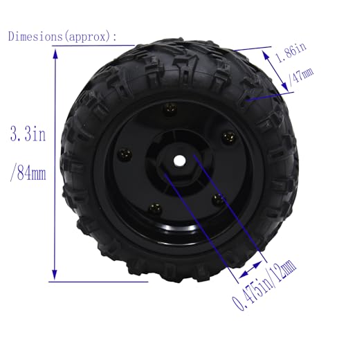 Blomiky 2 Pack 3.3 * 1.85 Inch Wheel Tires 12mm 4 Pack Hexes M4 Locknus and 10 * 2mm Pins 2.6mm Locknuts for Some 1/14 1/16 1/18 1/20 Scales XLH HBX RC Trucks / Q903 Tire Hex Pin