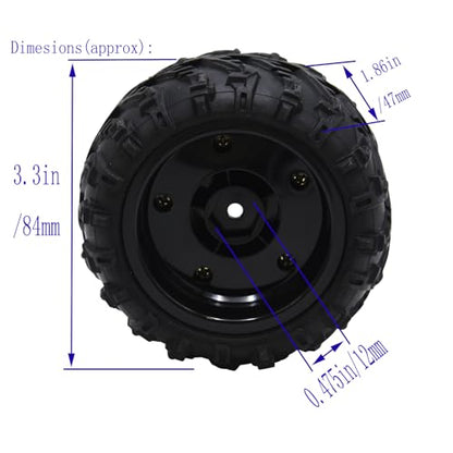 Blomiky 2 Pack 3.3 * 1.85 Inch Wheel Tires 12mm 4 Pack Hexes M4 Locknus and 10 * 2mm Pins 2.6mm Locknuts for Some 1/14 1/16 1/18 1/20 Scales XLH HBX RC Trucks / Q903 Tire Hex Pin