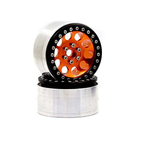 Metal 2.2" Beadlock Wheel Alloy Rim for 1:10 RC Crawler Car SCX10 RR10 90048 TRX4 TRX6 (Orange) - color: Orange