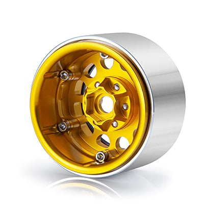 Aluminum 1.9" Beadlock Wheel for Axial SCX10 II III TRX4 D90 Redcat | 1/10th RC Crawler Car Upgrade Parts,35mm Width,4PCS - color: Gold