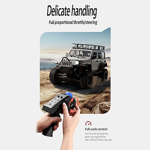 GoolRC 1:12 Scale 4 Wheel Drive Remote Control Car, Off-Road Truck with Lights, 2.4G Remote Control Crawler - color: Silver, size: 3 Battery