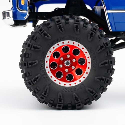 1.3 Beadlock Wheel Rims for SCX24 TRX4M Upgrade 1/24 1/18 RC Crawler Car (Red) - color: Red