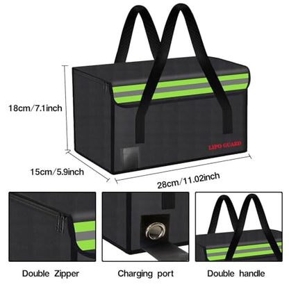 Lipo Battery Safe Bag Large Capatity Fireproof Bag for Ebike Lipo Battery Other Batteries Storage Charging Transport Home Office Travel Safe Storage Pouch - size: 280*150*180mm