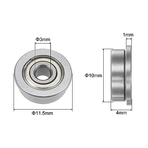 uxcell F623ZZ Flanged Ball Bearing 3x10x4mm Double Shielded Chrome Steel Flange Bearings, 20pcs - size: 3x10x4mm