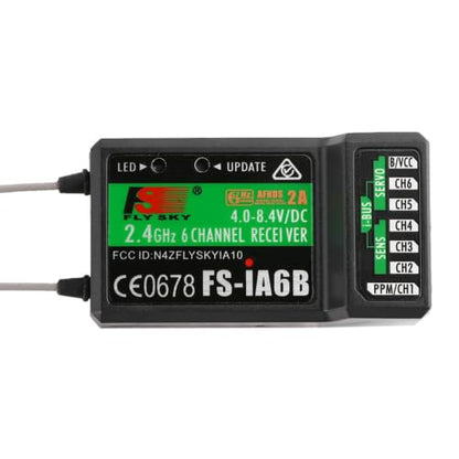 FS-iA6B 6CH 2.4GHz AFHDS 2A Receiver for RC Drone，Fixed-Wing&Car | Dual-antenna diversity, i-BUS/S.BUS/PPM/PWM outputs, 4-8.4V wide voltage, telemetry expandable, works with FS-i6/i6X/GT2E