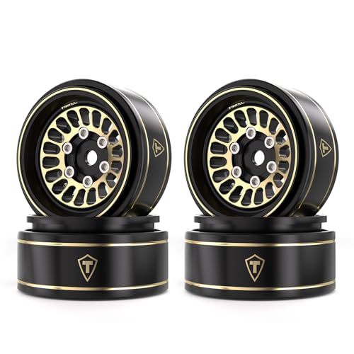 TREAL 1.0 Brass Beadlock Wheels Crawler Wheel Rims (4P) Hubs Removable for SCX24 AX24 FCX24 TRX4M 1/24 1/18 RC Crawler, 40g(0.08lb)/pc (Type D) - style: Type D