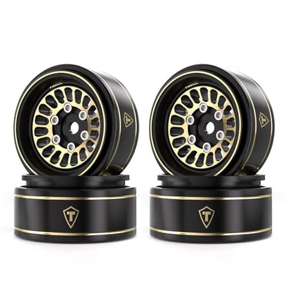 TREAL 1.0 Brass Beadlock Wheels Crawler Wheel Rims (4P) Hubs Removable for SCX24 AX24 FCX24 TRX4M 1/24 1/18 RC Crawler, 40g(0.08lb)/pc (Type D) - style: Type D
