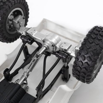 Metal Front & Rear Portal Axle Assembly Set for WPL C14 C24 B14 B24 B16 B36 C64 C64-1 C74 C74-1, Aluminum Axle Housing with Steel Gears, Steering Cups Tie Rods, 5mm RC Upgrade Parts (Titanium) - color: Titanium