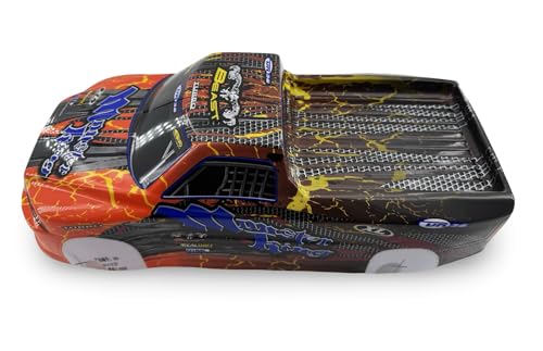 1/10 Scale RC Drift Body Shell - Painted Pickup Truck Lexan Body for Touring & Off-Road RC Cars - Monster King Graphic (Orange) - color: Orange