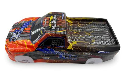 1/10 Scale RC Drift Body Shell - Painted Pickup Truck Lexan Body for Touring & Off-Road RC Cars - Monster King Graphic (Orange) - color: Orange
