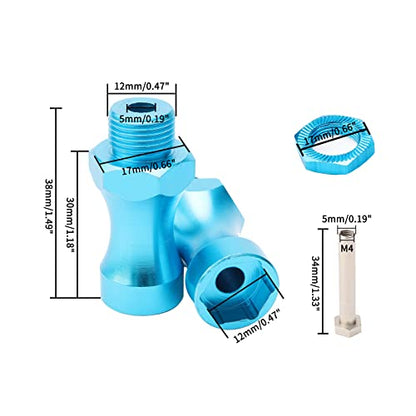 4pcs 12mm to 17mm Wheel Hex Adapter Extender for 1/10 RC Car - 30mm Offset Hub with Lock Nuts & Wrench, RC Parts & Accessories for Off Road Truck Buggy Crawler Upgrade to 1/8 Tires (Sky Blue) - color: Blue