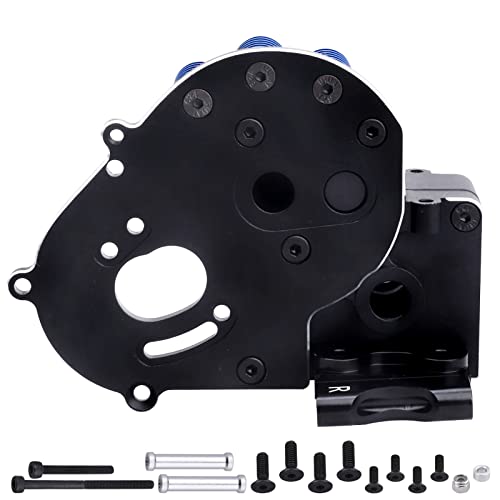 Aluminum Transmission Case Gearbox with Motor Plate and Arm Mounts for 1/10 Traxxas Slash 2WD Rustler Stampede Bandit Replace of 3691