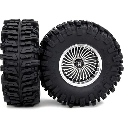 HOBBYSOUL Adjustable Offset 2.2 Beadlock Wheels and Tires 124mm Tall Mud Slingers tyre & 40mm Wide Rims for 1/10 RC Crawler TRX4 SCX10 Capra Upgrades,HS701530