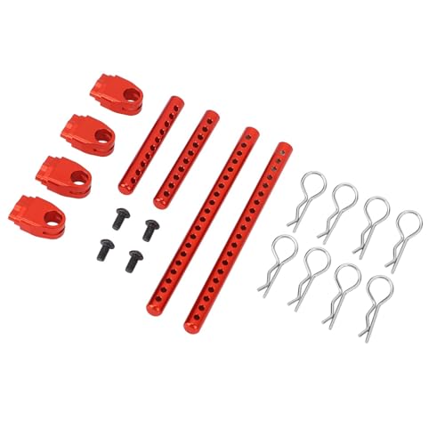 RC Car Body Posts, Enhanced Durability, Secure Fit, 1/10 Scale Metal Mounts, 4PCS Aluminum Upgrade Mounts Red, for RC ho - color: Red