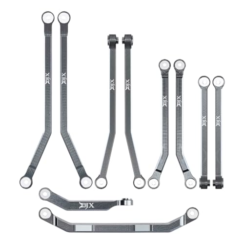 DJX 10PCS Aluminum High Clearance Links Set Front & Rear Link with Steering Link Suitable for Axial SCX30 Upgrades Parts (Titanium) - color: Titanium