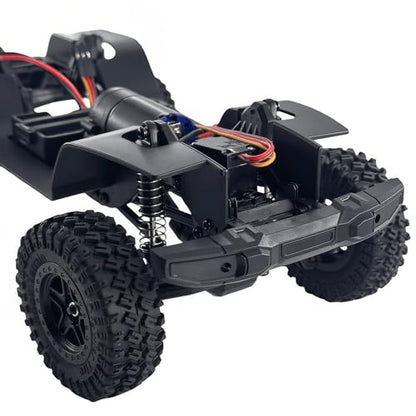 1/18 Scale RC Crawler Chassis Frame with Motor and Steering Servo, Nylon Roller Chassis Kit for Hobby RC Builds (Single Speed) - style: Single Speed