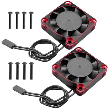 16000RPM RC Motor Cooling Fan Fit for 1/6 1/5 RC Car 40MM | 8.5V ESC Brushless Heatsink Fans, 56mm 58mm Diameter, Red Black, 2Pcs