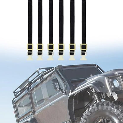 Menolana 6 Pieces Roof Rack Luggage Rope RC Crawler Elastic Straps RC Car Roof Rack Luggage Rope Adjustable Buckle Material Suitable for RC Crawler, Yellow - color: Yellow
