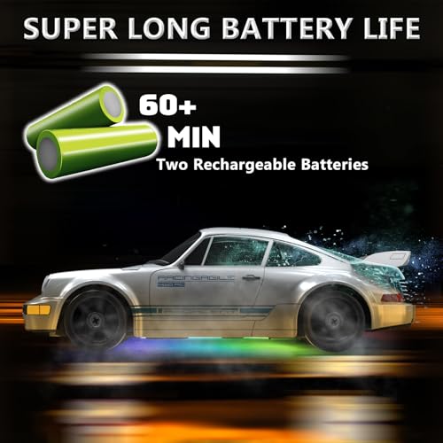 Remote Control Car RC Drift Car 2.4GHz 1:24 4WD 15KM/H High Speed Racing Sport Car with LED Lights Drifting Tire Racing Sport Toy for Adults Boys Girls Kids Gift - color: Gray