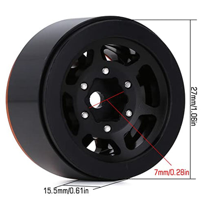 INJORA 1.0 Wheel Rims RC Metal Beadlock Wheels Rims for AX24 1/18 TRX4M All 1/24 Scale Axial SCX24 Deadbolt RC Crawler Car Upgrades Accessories(Gold＆Black) - color: Gold＆black