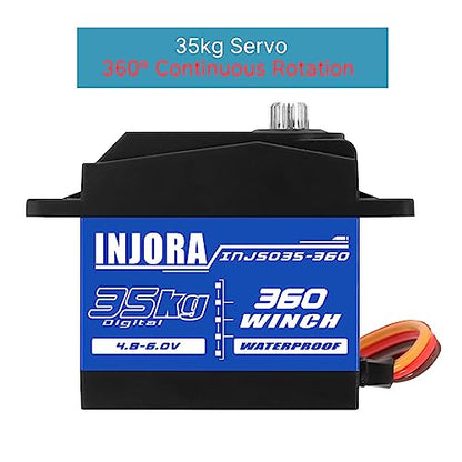 INJORA 35KG Servo with Winch Spool Kit for SCX10 PRO, 360° 25T (16mm*8mm) - size: 16mm*8mm