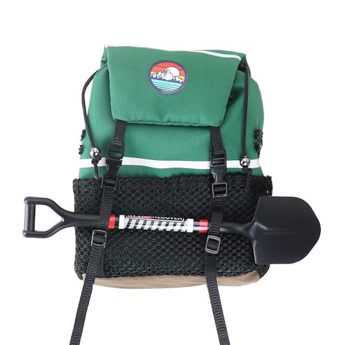 RC Simulation Backpack Shovel Storage Bag Luggage Bag Handbag Decoration for 1/8 1/10 RC Crawler Car Axial SCX10 TRX4 D90 (Green with Shovel) - color: Green With Shovel
