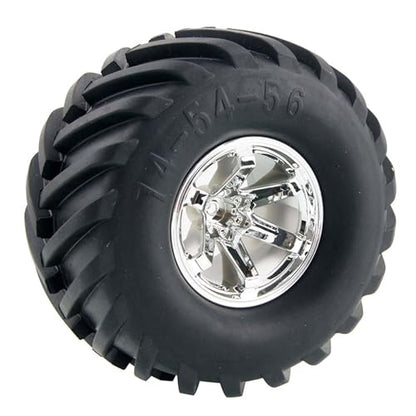 4PCS Wheel and 135mm Rubber Tire Set, Parts for 1/10 RC Monster Truck HIMOTO HSP HPI Tamiya Kyosho (Silver) - color: Silver