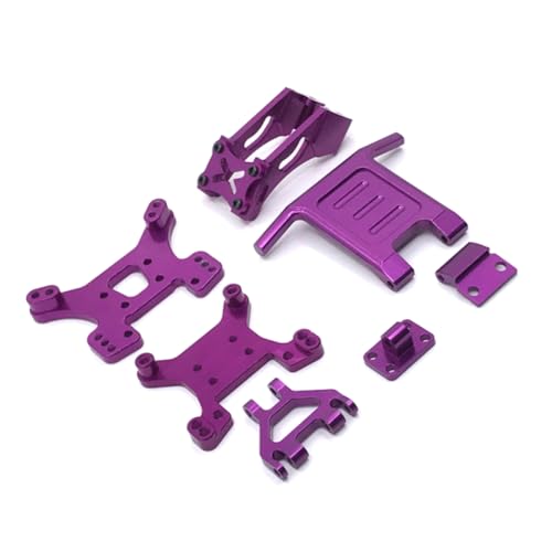 Metal Suspension Frame Bumper and Tail Wing for 1/14 1/12 Scale RC Car Compatible with 144010 144001 124017 Series(Purple) - color: Purple