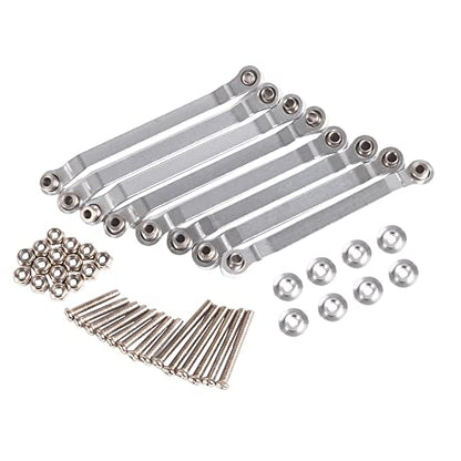 RC Links Set, Metal Chassis Pull Rods Suspension Link Mount for RC Car 1/16 WPL C14 C24 1/12 MN D90 D91 MN40 MN45 MN96 MN99 MN99s Upgrades (Silver) - color: Silver
