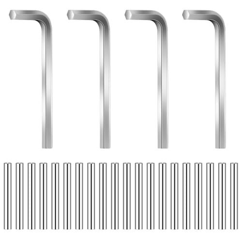 Spring Hinge Tension Pin Replacement Kit, Includes 20 Stainless Steel Shelf Pins and 4 Pieces Hex Wrenches, Metal Dowel Pegs Shelf Support Pins Kit for Automatic Closing of Door Hinges on Garage Doors