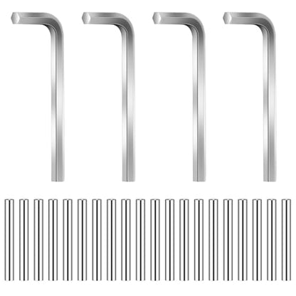 Spring Hinge Tension Pin Replacement Kit, Includes 20 Stainless Steel Shelf Pins and 4 Pieces Hex Wrenches, Metal Dowel Pegs Shelf Support Pins Kit for Automatic Closing of Door Hinges on Garage Doors