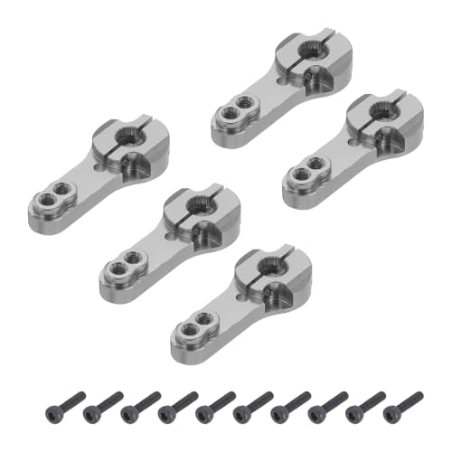 MECCANIXITY 5 Pcs Aluminum Servo Horn 25T Steering Arm 35mm Length Bright Gray Suitable for DIY RC Car/Boat/Airplanes Boat Model Accessories with 2 Pcs Screws - color: Bright Gray