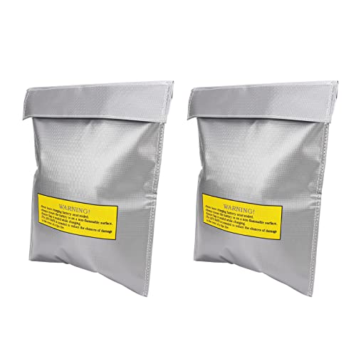 2Pcs Battery Safe Bag Fire Retardant Storage Pouch with Charging Hole for RC Drone Car Boat Hobbyist Protection