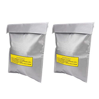 2Pcs Battery Safe Bag Fire Retardant Storage Pouch with Charging Hole for RC Drone Car Boat Hobbyist Protection