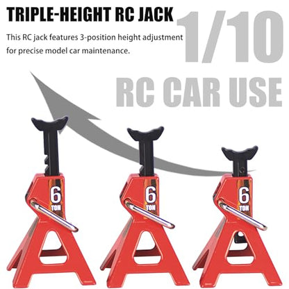 2-Pack Adjustable Metal RC Jack Stands, 6 Ton Repairing Tool Height 74.5-115mm Support Stands for 1/8 1/10 1/12 Scale TRX-4 Axial SCX10 Wraith Tamiya CC01 RC4WD D90 RC Car Repair Display - size: Big 2Pcs