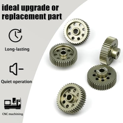 5Pcs 64P Aluminum Alloy Pinion Gear Set 3.175mm 41T 42T 43T 44T 45T Motor Pinion Gear W/ M4 Screw and Hex Key, Fit 3.175mm (1/8-Inch) Shaft, for Arrma HPI Kyosho Losi Axial Traxxas Tamiya 1/10 RC Car - size: 64P-3.175mm-41-45T